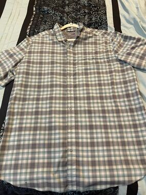 Swiss Tech Men’s Plaid Short-Sleeve Button-Down Shirt - Gray & Blue